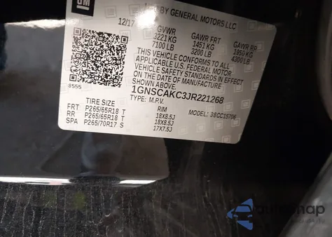 2018 Chevrolet Tahoe Ls из США, поврежденный, VIN 1GNSCAKC3JR221268